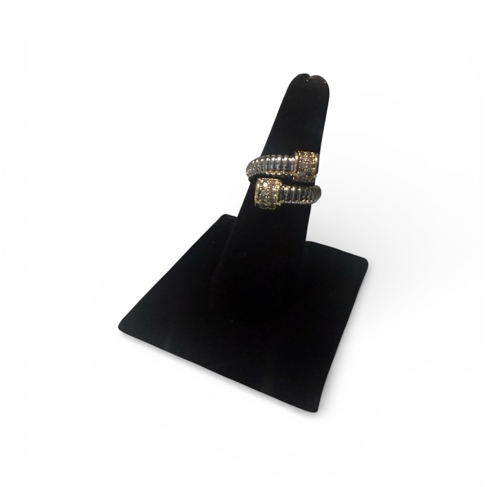 Gold Silver CZ Wrap Ring Adjustable Statement Cocktail Ring Size 7